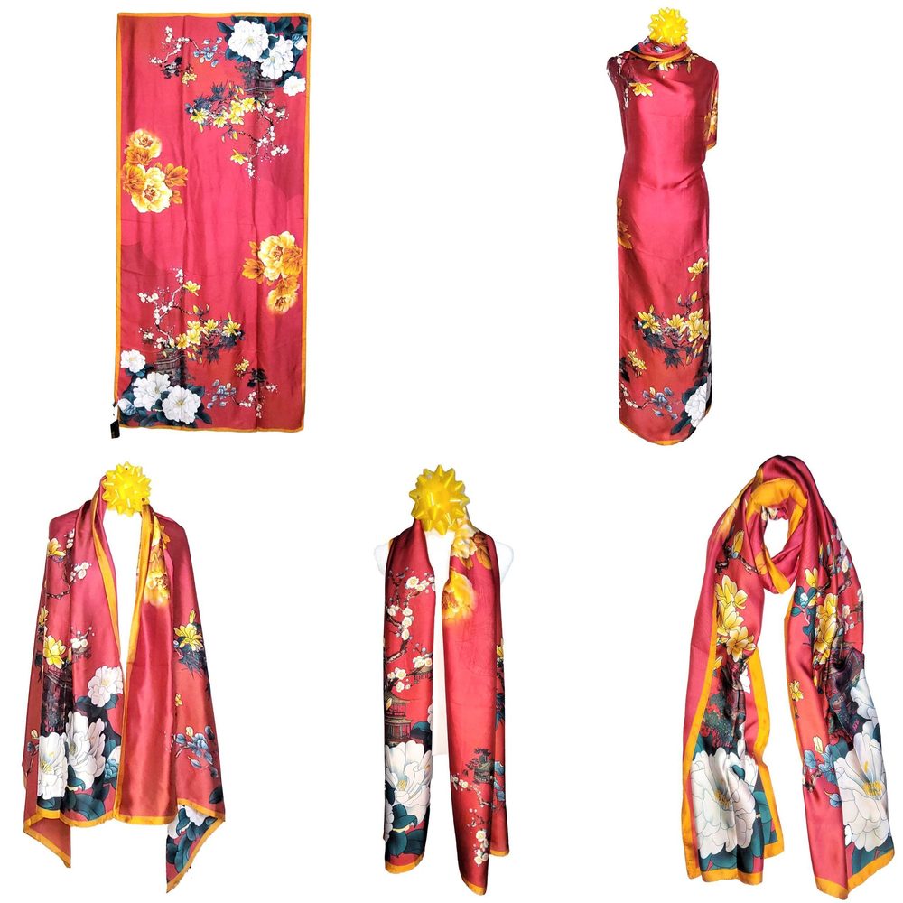 NWT Long Soft Scarf 35"x70" Rectangle Silk Feeling 100% Shawl Wrap 02331